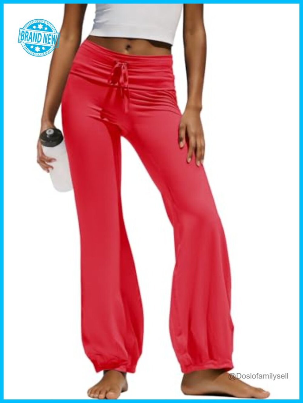 Women's High Rise Flared Yoga Leggings Fold Over Waist